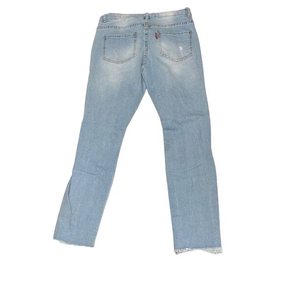 Pastel Jeans Straight Womens Size 11/12 Blue Distressed 5 Pocket Button Zip - Picture 3 of 7